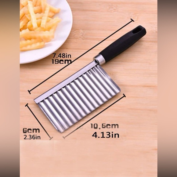 Stainless Steel French Fry Cutter Two Tone Potato Wave Cutter Waffle Cut Kitchen - Picture 12 of 13